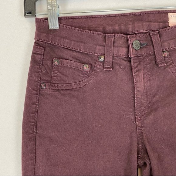 Rag & Bone Burgundy Devi Ankle Zip Skinny Jean Size 25 - Picture 3 of 13